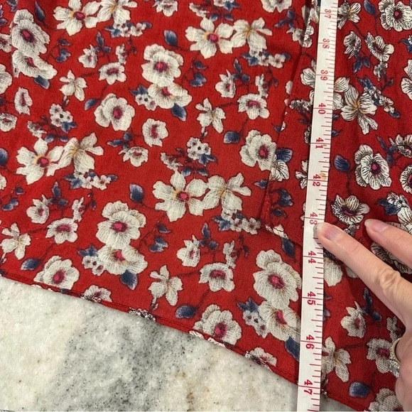 American Eagle Red Floral Kimono Lightweight Viscose Cover Up Size O/S - Picture 6 of 9